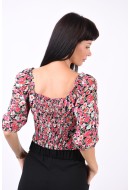 Bluza Dama Vero Moda Vmklara Polina 2/4 Cropped Top Black/Flover Print